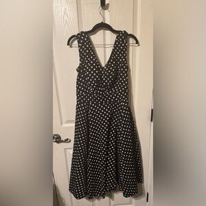 eShakti Black and White Polka Dot Midi Dress